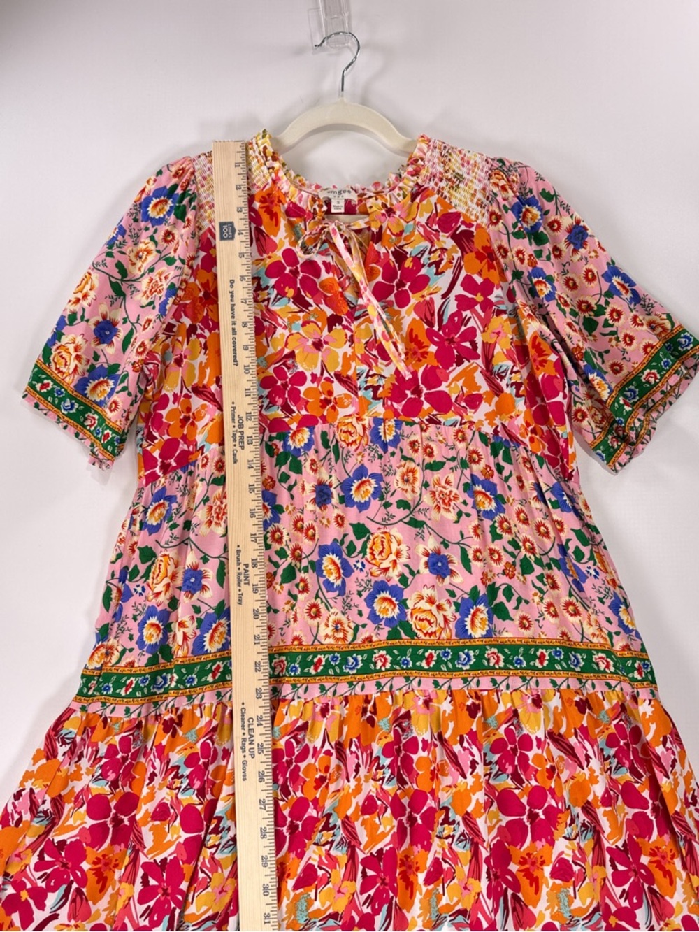 Umgee Bright Mixed Floral Tiered Dress Small Pink Boho Ruffle - Picture 12 of 13